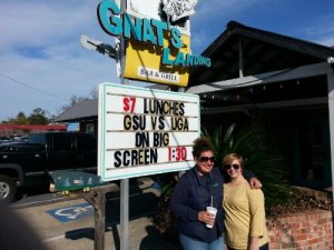 My friend Tori and I at Gnat's Landing (1 of  only 3 locations in the state)