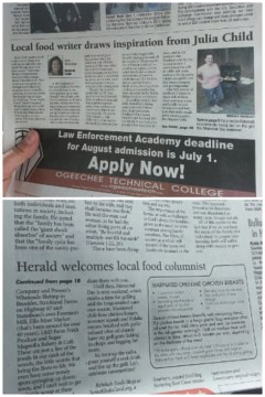 May 19, 2013 - A proud day. My first published food column.