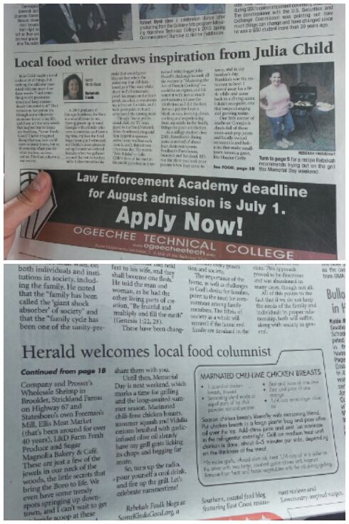 May 19, 2013 - A proud day. My first published food column.