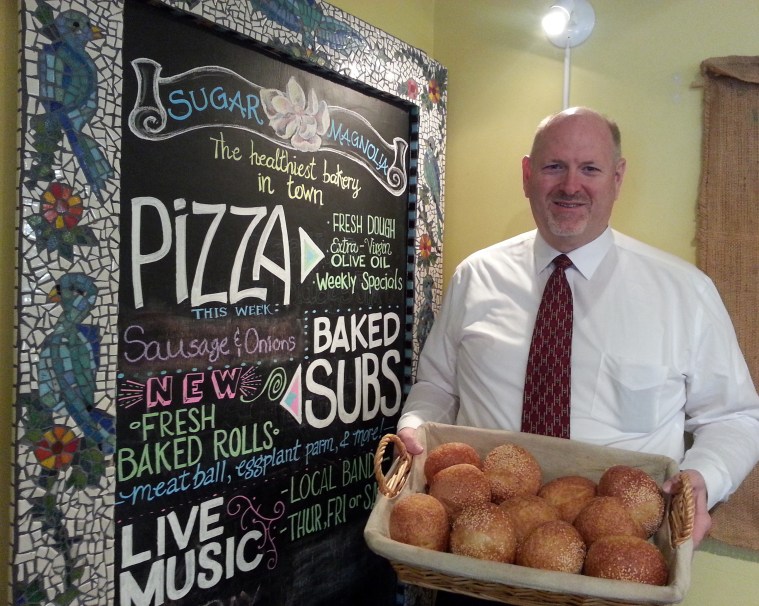 Barry Turner, partner at Sugar Magnolia Bakery & Cafe, says one of his favorite menu items is the chicken salad sandwich. 