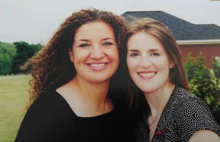 Charity (right) and I (left) as college roommates during our sophomore year, 2004.