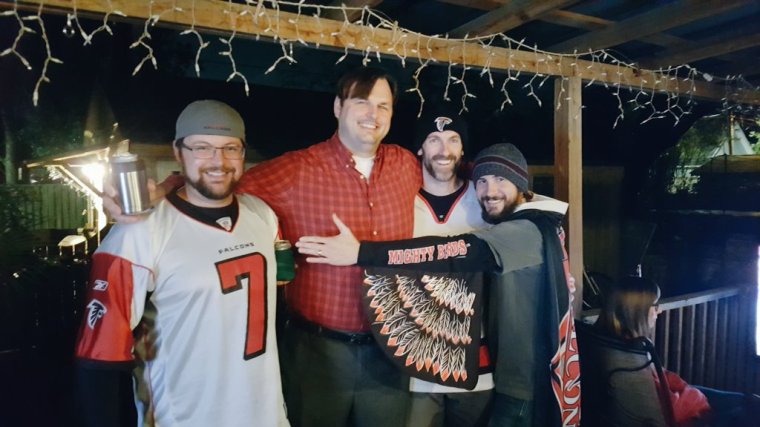 Kyle, Kurt, Patrick and Chris celebrate Super Bowl 2017 in true Atlanta Falcons style. #DirtyBirds